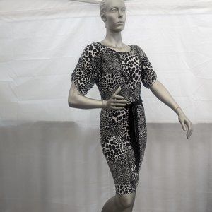 Dress Barn Black & White Animal Print Pull Over Dress